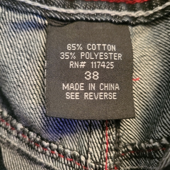 Vintage 90s EXA Men’s Blue Jean Shorts Size 38 Red Dragon Stitching - Picture 5 of 8